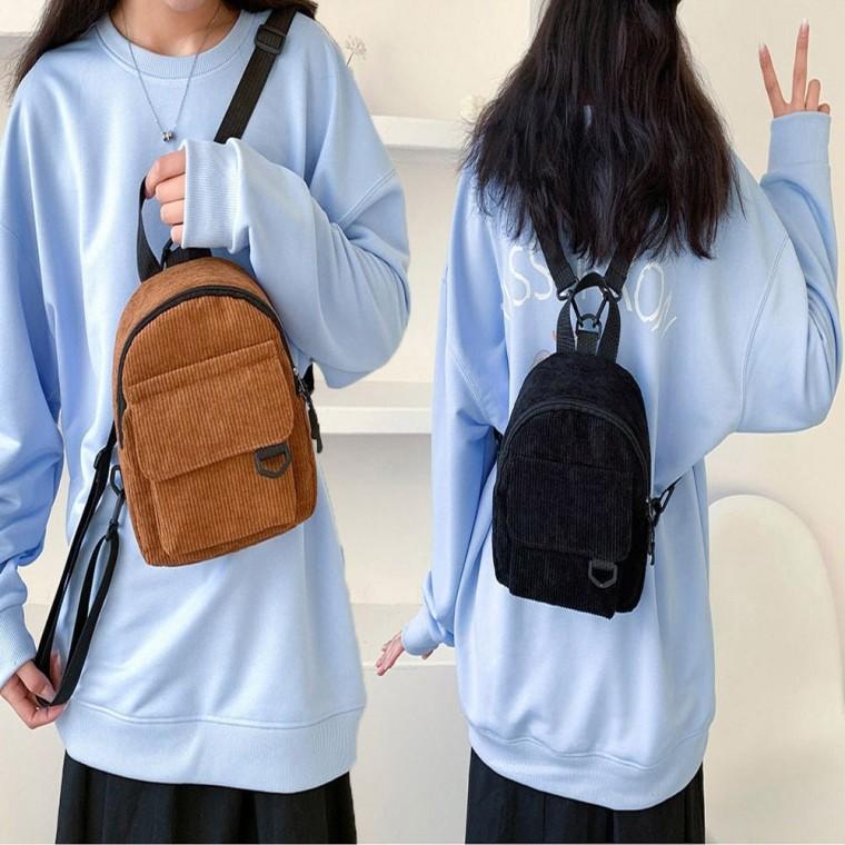 작은 미니 백팩 코듀로이 여자 골덴 가방