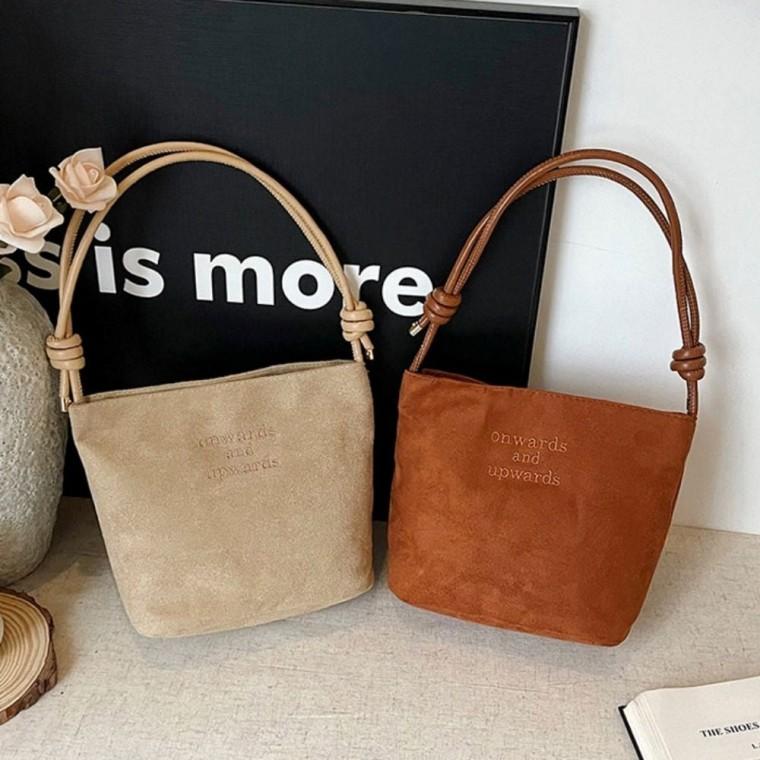 무스탕 세무 5컬러 텍스처 페이크 숄더백 가방 로프끈