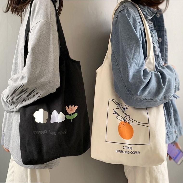 에코백 프린팅 수납 캔버스 보부상 여자 숄더 가방