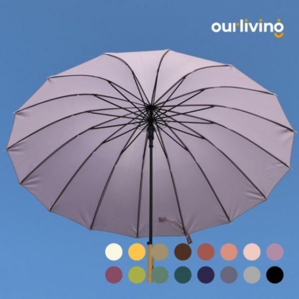 나무손잡이 자동 장우산 16K 일자형/곡선형 우산 우비