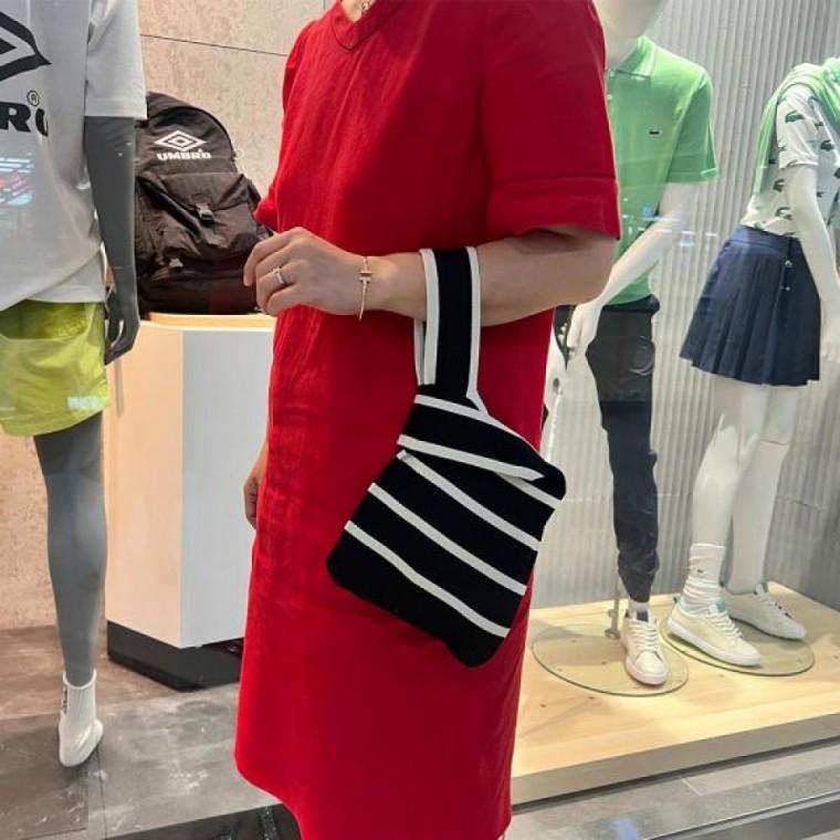 스트라이프 니트 미니토트백 에코백 손가방 데일리백 소지품보관