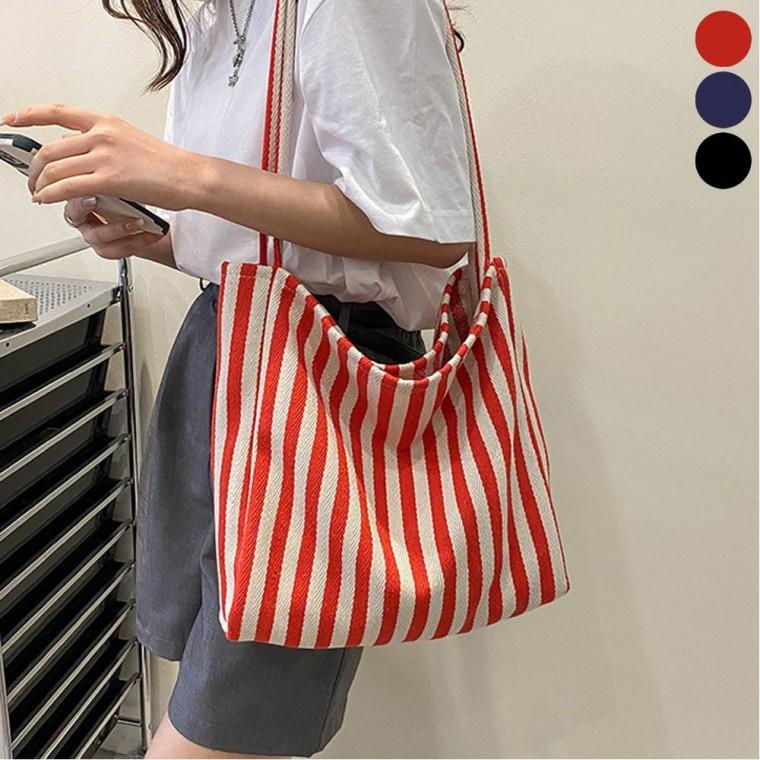 좋은 여자 에코백 수납력 숄더 보부상가방 스트라이프