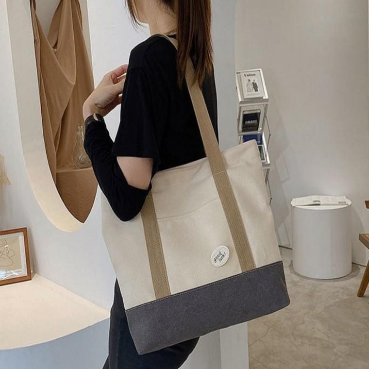 여자 지퍼 숄더백 캔버스 에코백 빅사이즈 보부상가방