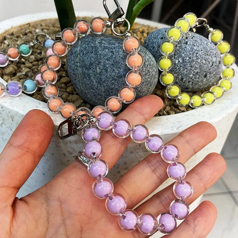 투명 수지 라운드 비즈 휴대폰 가방 꾸미기 고리