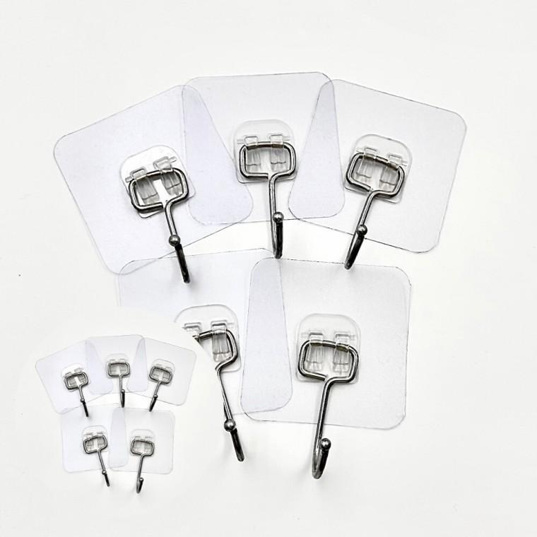 무타공 회전 후크 180도 투명 5p 후크걸이 가방걸이 욕실강력접착식후크걸이