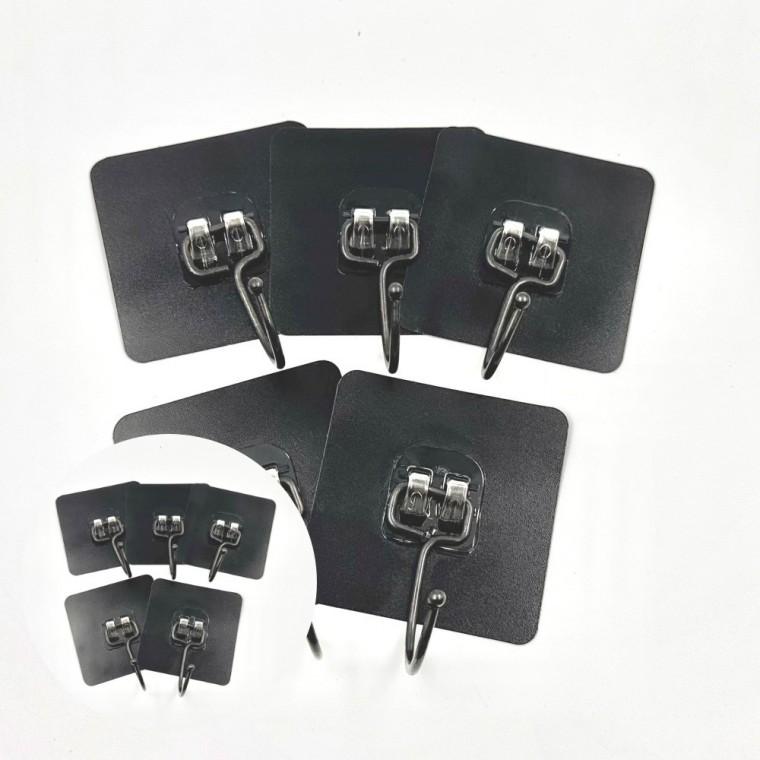 무타공 회전 후크 블랙 5개 가방걸이 욕실강력접착식후크걸이 벽접착걸이