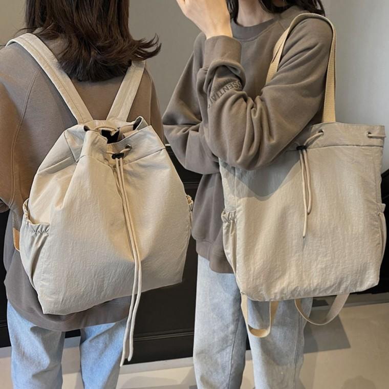 백팩 숄더 데일리 대학생 나일론 여성 가방 연베이지 대학생백팩