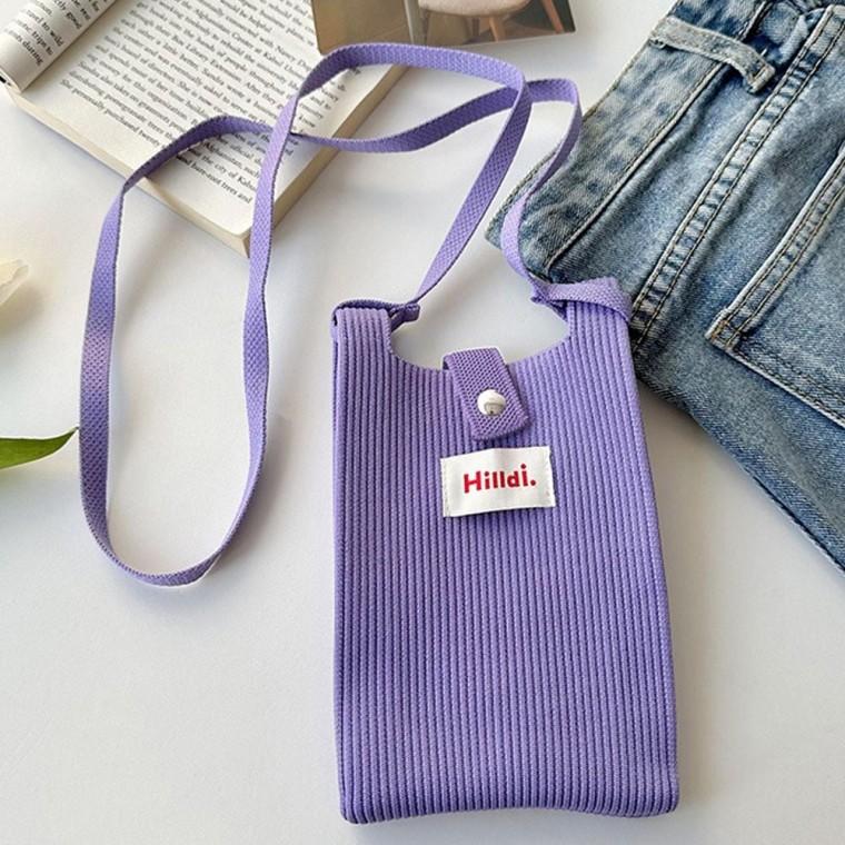 미니 여성 퍼플 핸드폰 백 크로스 가방 니트 휴대폰 여성크로스백