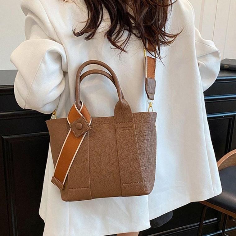 여성 데일리 외출 출퇴근 가방 스트랩 포인트 바스켓 토트백 크로스백