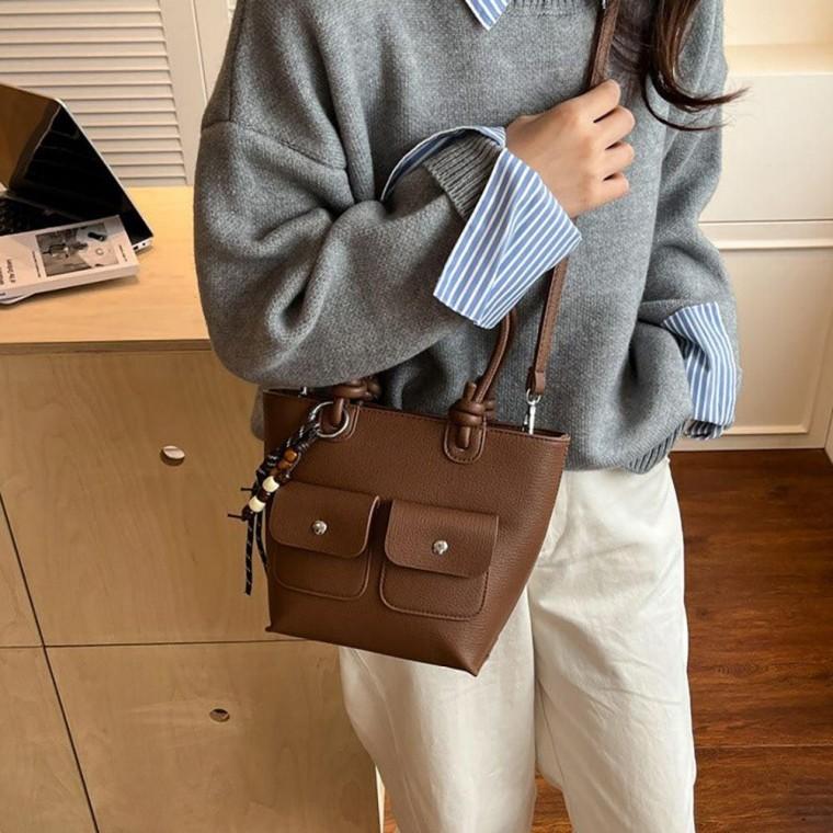 여성 외출 직장인 출퇴근 가방 투포켓 포인트 토트백 크로스백
