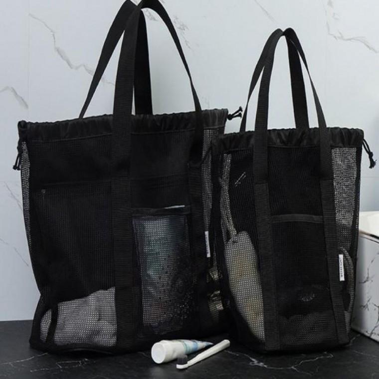 브리스크 메쉬소재 강화형 목욕 사우나 수영장 샤워 가방 블랙 대형