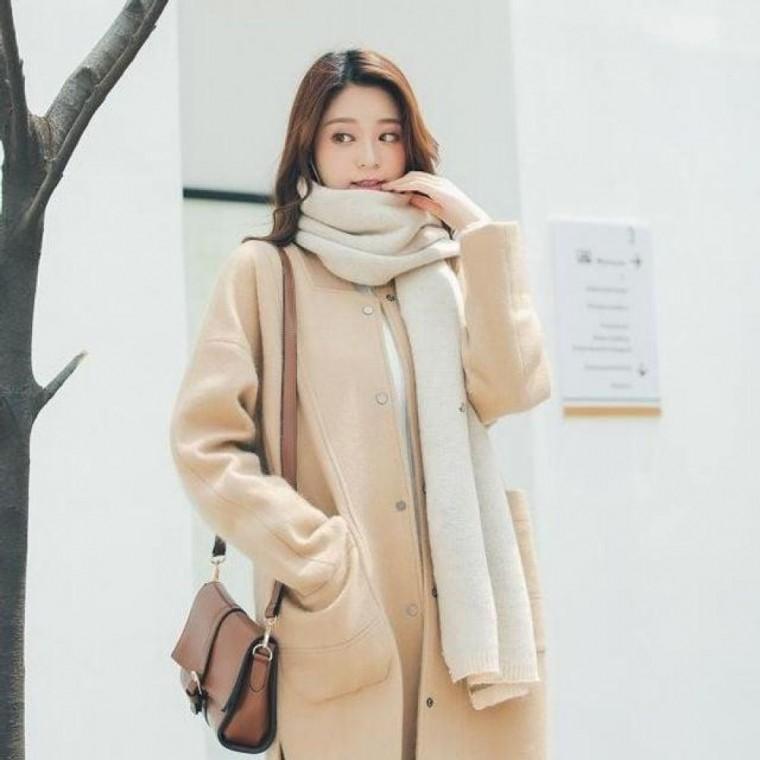 롱 인기 목도리 베이지 여성 니트 여성 목도리 머플러 패션 목도리 니트 털