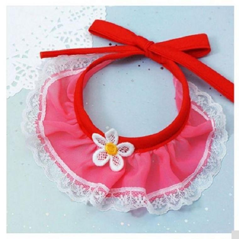 강아지 꽃받침 레이스 스카프 패션케이프 목도리 반려견목 꽃받침 목도리 펫목줄 스카프 애견 개목줄 강아
