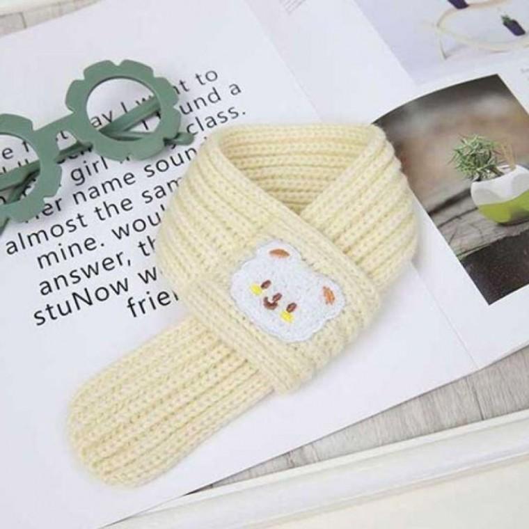 곰돌이패치애견목도리 강아지고양이미니목도리 베이지 반려동물옷 애견옷 옷 강아지 목도리 고양이