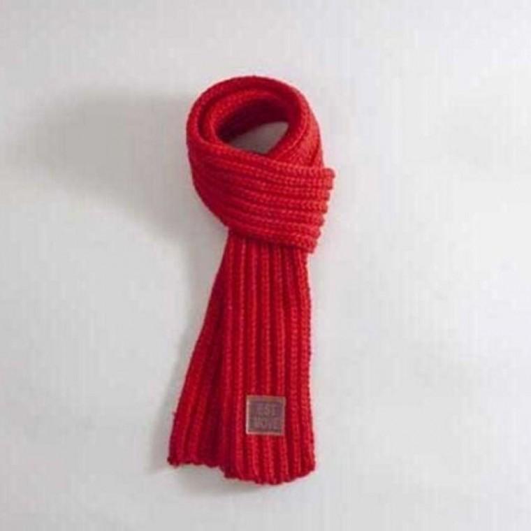 쁘띠니트목도리 겨울뜨개질미니목도리 레드 유아 니트 아동 미니 짧은 목도리 머플러