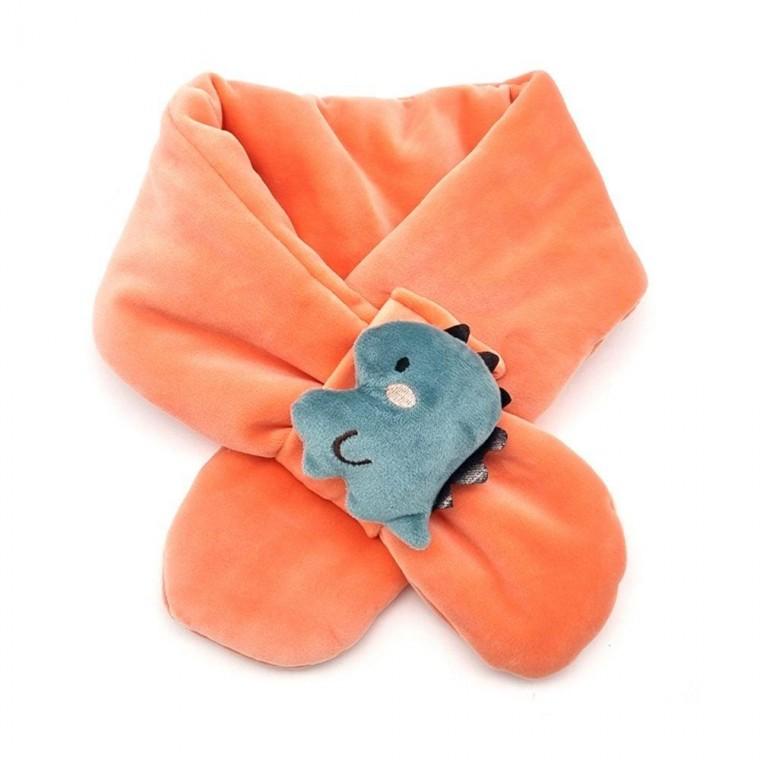 공룡 목도리 뽀송 넥워머 오렌지 유아목도리 공룡목도리 아동넥워머