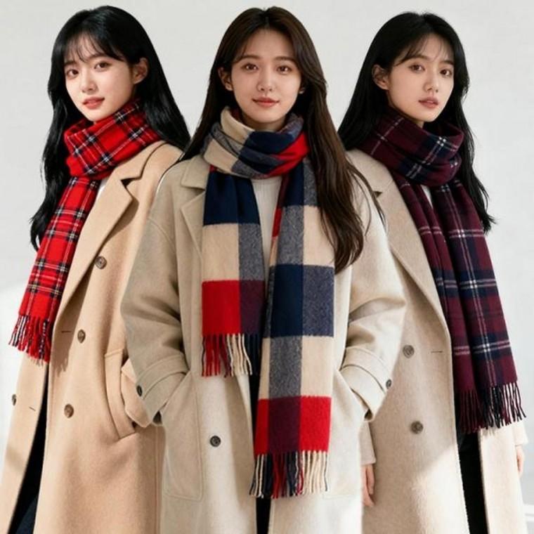 패턴 포근체크 스키장 커플목도리 / 겨울머플러 니트목도리 방한목도리