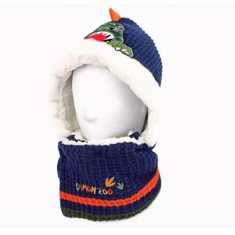 다이몬쥬 남아 후드 넥워머 방한모 목도리 목 워머 넥워머 아동 아기목도리 유아 털모자 겨울모자