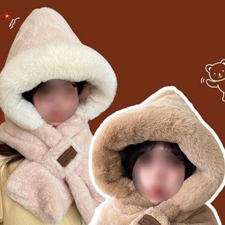 얼굴작아보이는 밍크털 일체형 후드모자목도리 bn 넥워머 방한 카라 니트 풀오버 터틀넥 머플러 목풀라