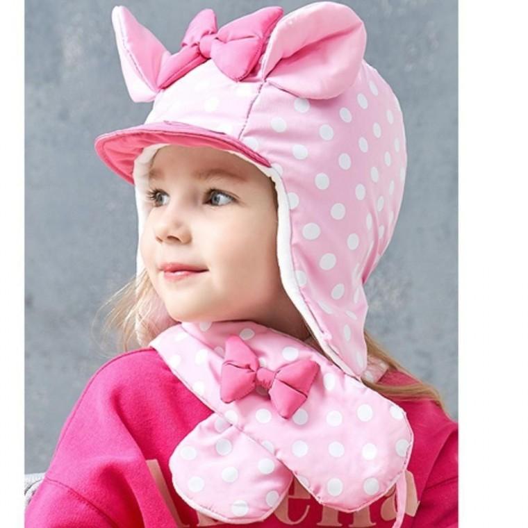 미니마우스 방한세트 패딩세트 캐릭터모자 여아목도리 아동워머 여아털워머 방한 용워머 겨울목도리 유아목