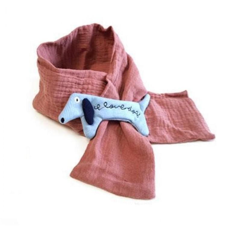 강아지거즈머플러 핑크베이지 넥워머 아동목도리 스카프 아동 목도리 유아 어린이 빕