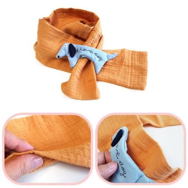 넥워머 아동목도리 머스타드 강아지거즈머플러 스카프 유아 목도리 어린이 아동 스카프 빕