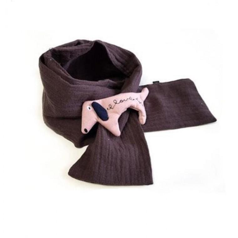 강아지거즈머플러 아동목도리 브라운 넥워머 스카프빕 유아 아동 스카프빕 목도리 어린이
