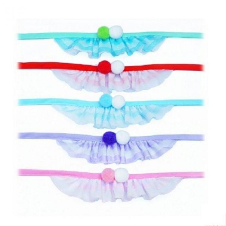 애견 줄무늬 솜방울 스카프 레이스 목도리 색상랜덤 고무줄 스카프 헤어밴드 삔 악세사리 빗살핀 애견 이