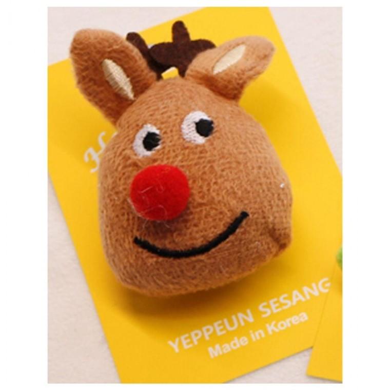 강아지 겨울 정품 뽀글이 목도리 브로치 루돌프 1P 성탄절