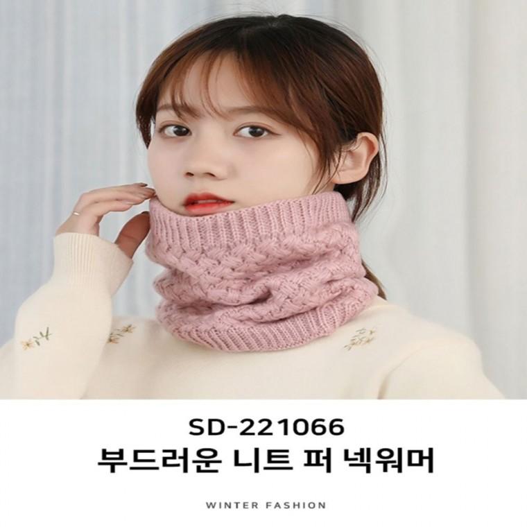 보들촉감 겨울 퍼 니트 여자 목도리 밴드형 넥워머