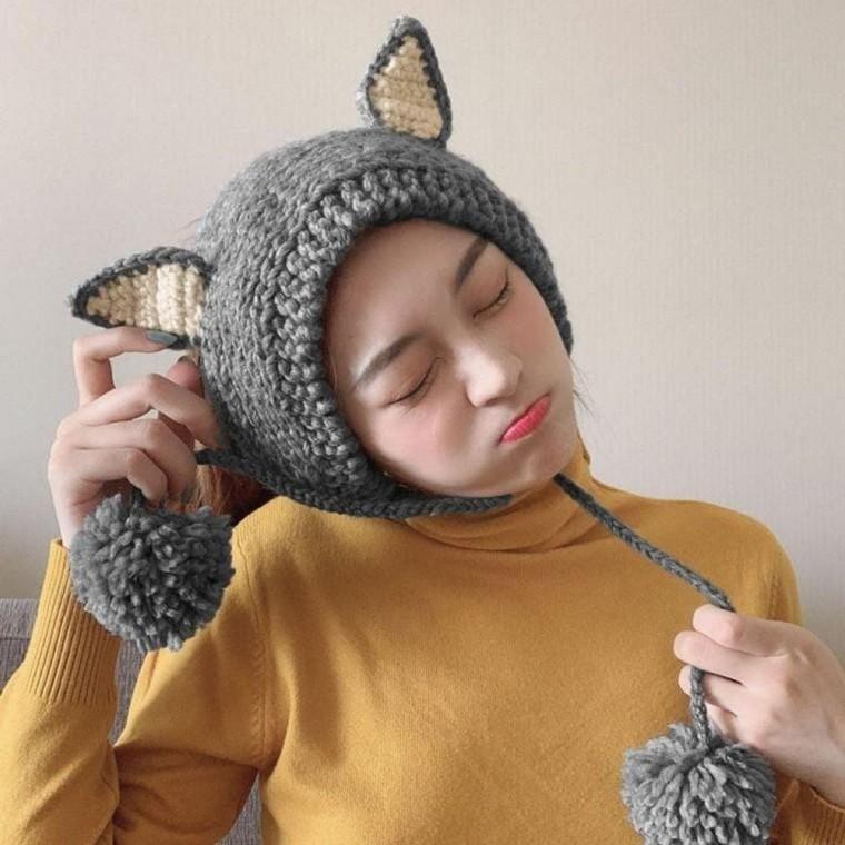 큐티 니트 겨울 귀도리 그레이 도리 방울귀 귀 보온귀 방한귀 여자귀 겨울귀 여성귀 니트 마개