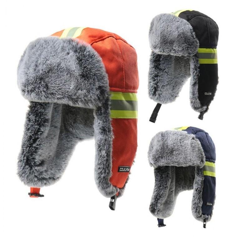 안전 털 모자 형광 반사 작업 겨울 귀달이 고급 인조모 DD-13295