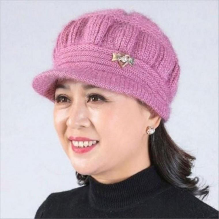 4색 중년여성 할머니모자 헌팅캡 펄니트 겨울 털모자