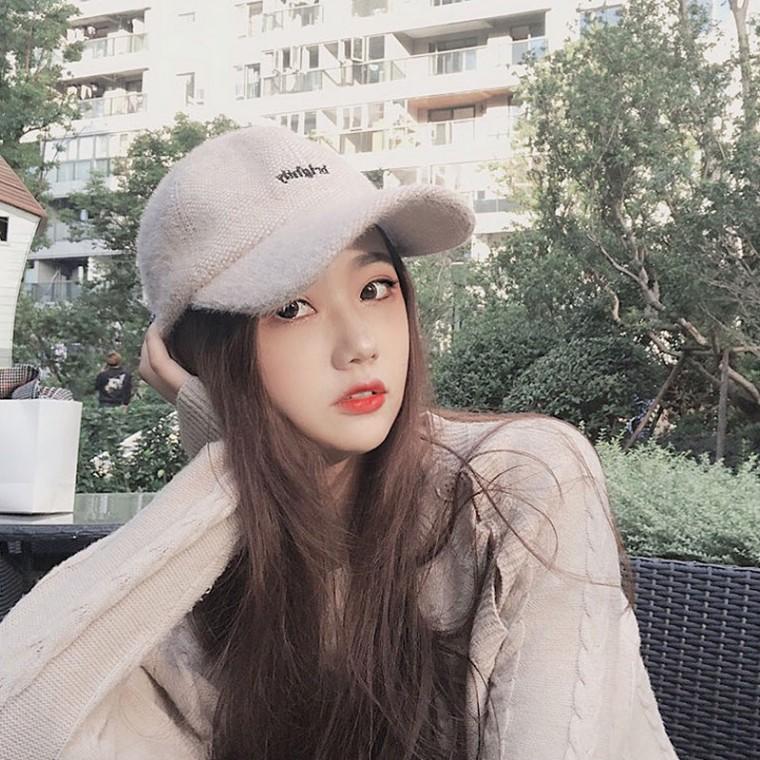 보들보들 자수 여성 겨울 캡모자 Curly02