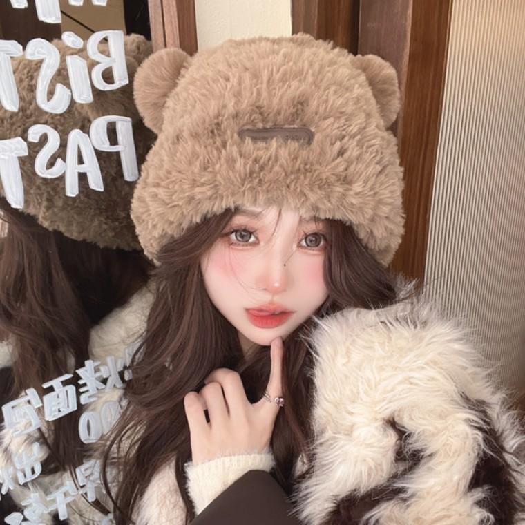 곰돌이 털 비니 겨울 모자 스키장 보온 바라클라바