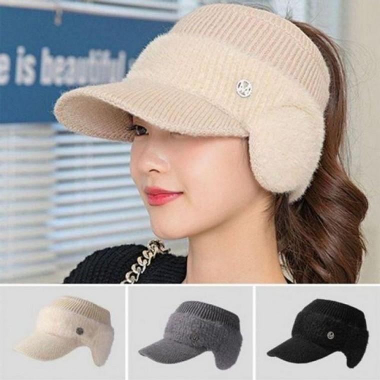 겨울 여성 골프 모자 귀달이 썬캡 귀마개 니트 방한 여성 골프 방한모자 귀마개 이어워머 귀도리