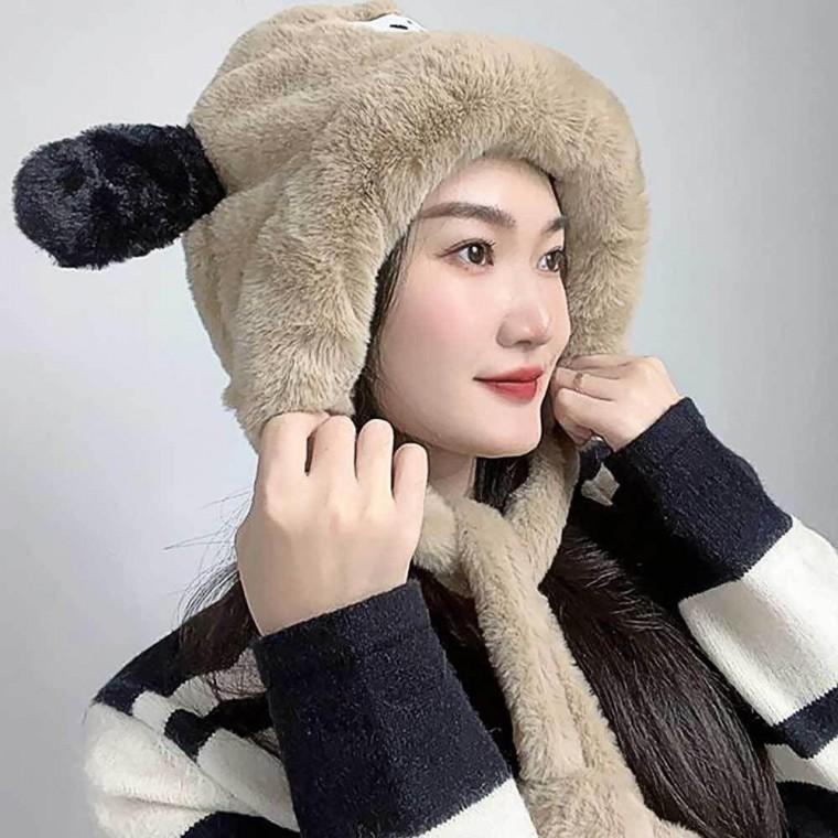 브라운 왕눈이 캐릭터 귀달이 모자 귀도리 귀도리 방한모 겨울 모자 귀달이 여성 귀마개 군밤장수