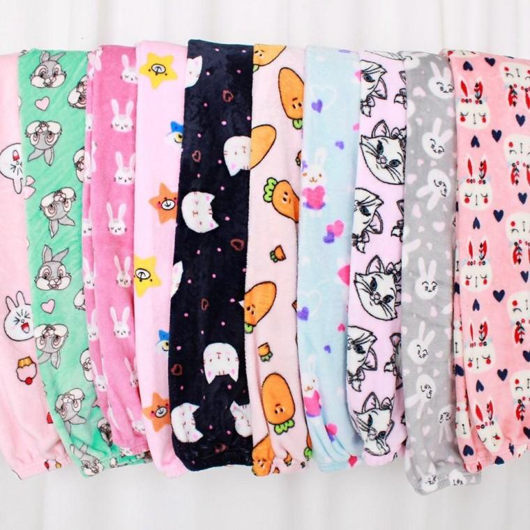 여성 겨울 시보리 극세사 수면 잠옷 파자마 바지 팬츠