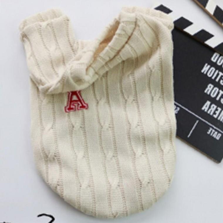 강아지 하트 하이퀄 반팔 니트티 아이보리 1P 겨울 티셔츠