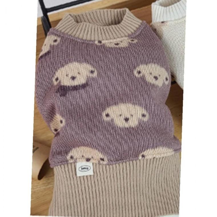 강아지 멍뭉이 고성능 똑딱이 니트티 브라운 1P 겨울 티셔츠