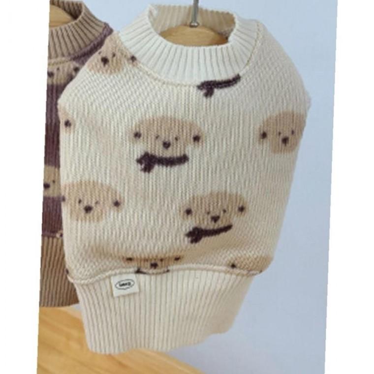 강아지 멍뭉이 초내구 똑딱이 니트티 크림 1P 겨울 티셔츠