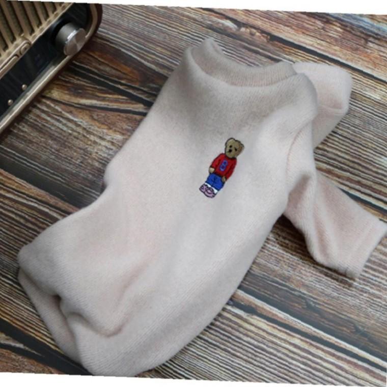 강아지 곰돌이 NEW 니트 반팔티 베이지 2XL 1P 겨울 보온