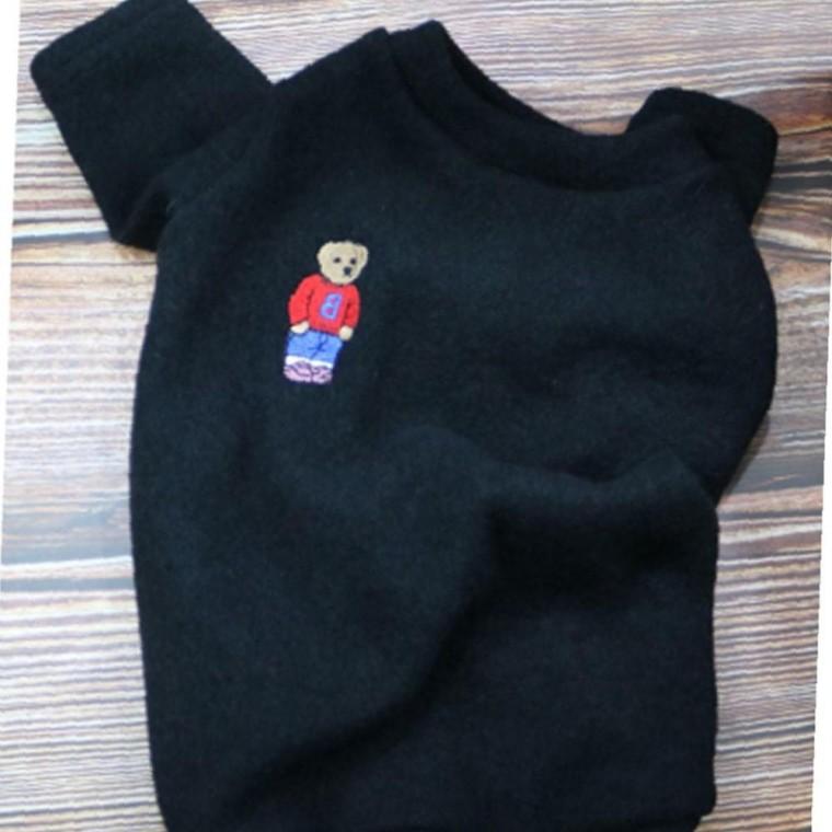 강아지 곰돌이 신형 니트 반팔티 블랙 1P 겨울 보온 외출