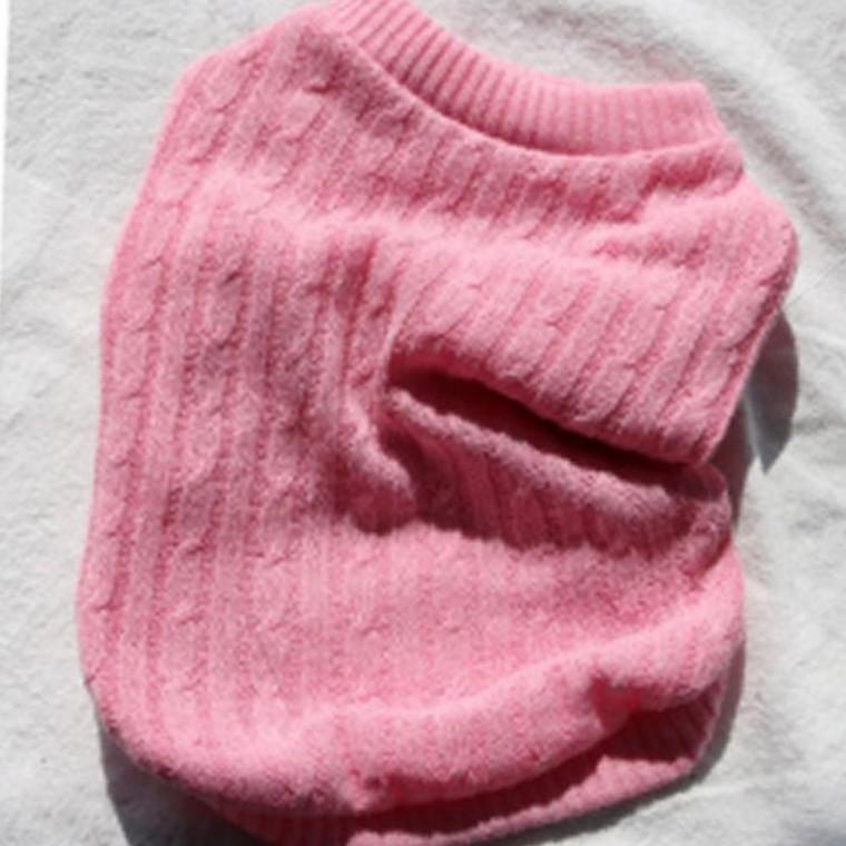 강아지 꽈배기 쾌적형 짜임 니트 반팔티 핑크 1P 겨울 보온