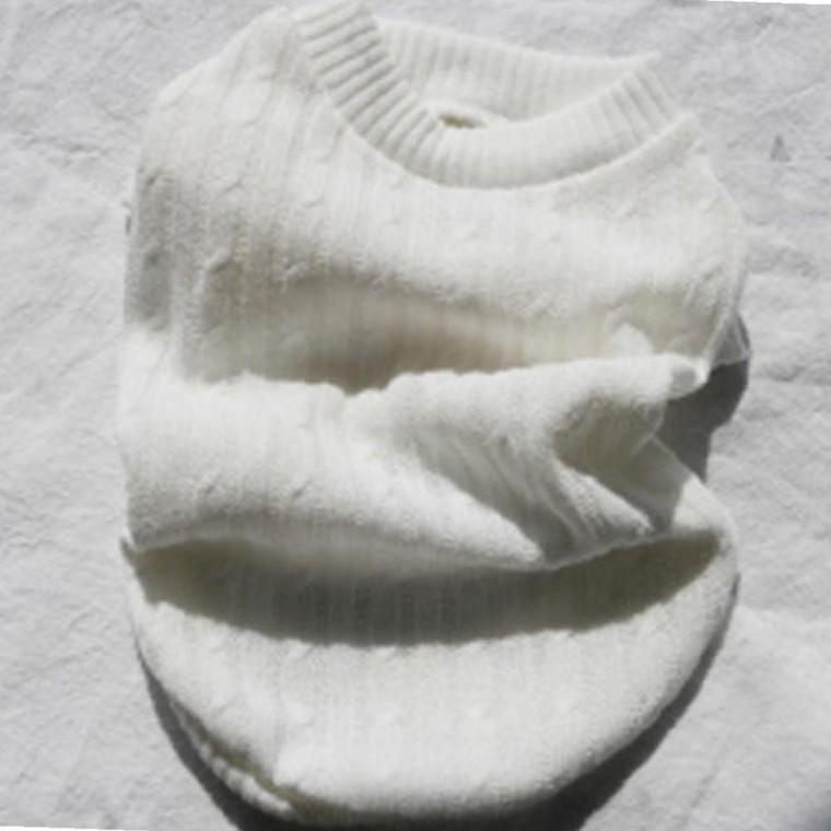 강아지 꽈배기 컴포트 짜임 니트 반팔티 화이트 1P 겨울 보온