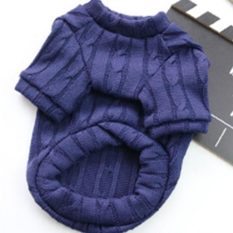 강아지 하트 데일리 반팔 니트티 네이비 1P 겨울 티셔츠 보온