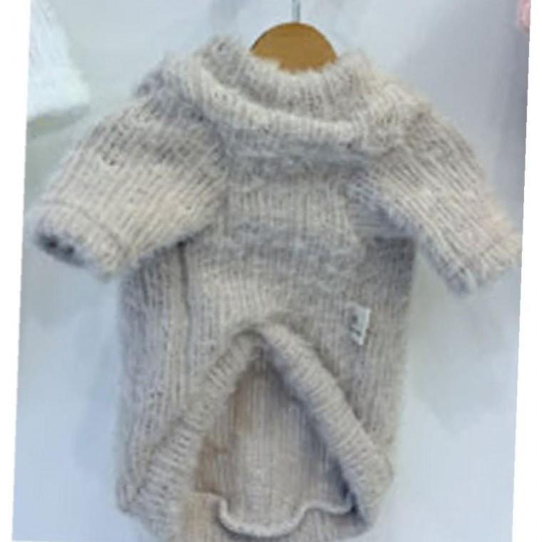 강아지 테디베어 프로 니트 반팔티 베이지 1P 티셔츠 겨울