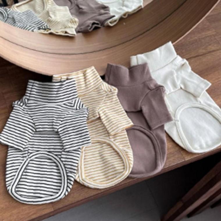 강아지 베이직 내수 목폴라 반팔티 브라운 1P 겨울 보온