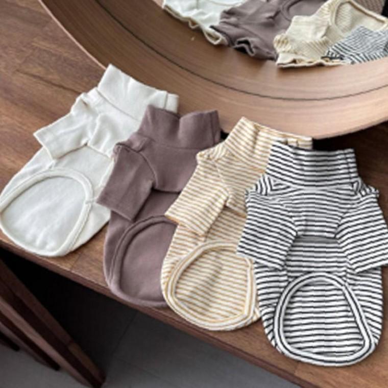 강아지 베이직 내열 목폴라 반팔티 브라운 2XL 1P 겨울