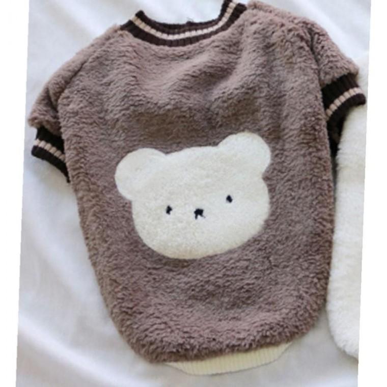 강아지 빅베어 웜 뽀글이 반팔티 브라운 1P 티셔츠 겨울